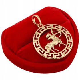   Zlati obesek z nebesnim znamenjem STRELEC, eleganten grški krog, 18k pozlačen