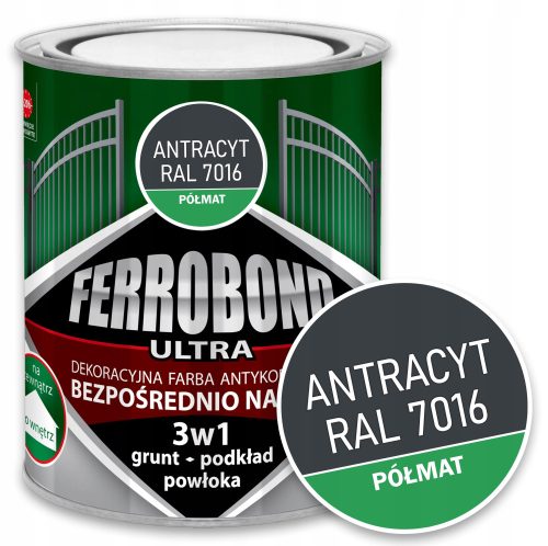 Oljno-ftalni emajl za kovino Ferrobond 0,7 l odtenki sive in srebrne polmat