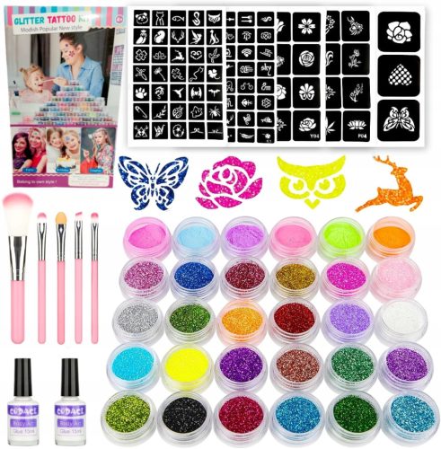 VELIK TATTOO SET, ŠABLONE, BLEŠČIČNE TETOVAŽE, PRALNE BLEŠČICE