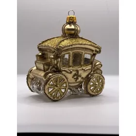 Krasna steklena božična krogla v obliki kočije 10 x 11 cm