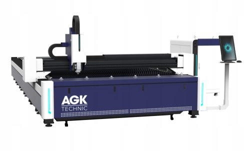 Laserski rezalni stroj Fiber Laser AGK 3015H 6000W za natančno in učinkovito rezanje kovin. Zagotavlja maksimalno velikost arkusza 3000 x 1500 mm, natančnost pozicioniranja osi X in Y ±0.05 mm/m, ter 