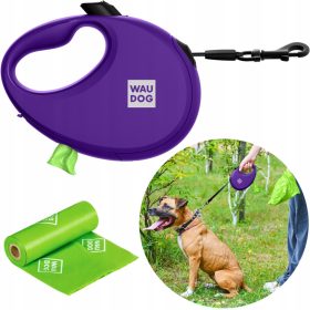    Avtomatski pasji povodec s posodo za vrečke, velikost M, vijoličen