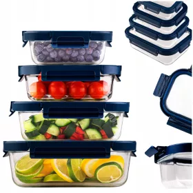   Neprepustne steklene posode za shranjevanje hrane LUNCH BOX 4x