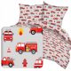 Komplet posteljnine MladiGasilec 160 x 200 cm s sivimi in rdečimi gasilskimi vozili