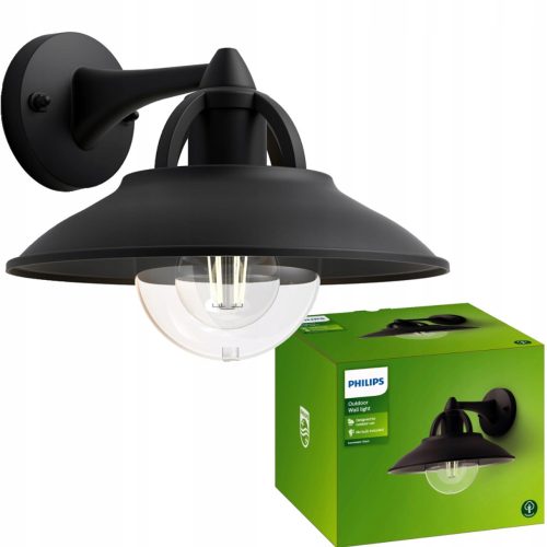 Philips zunanja črna LED stenska svetilka CORMORANT E27 IP44 Laterna