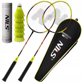   Nils Badminton Set s 2 loparjev v kovčku + 6 lotkov za badminton