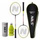 NILS Komplet badmintonskih loparjev NRZ204 + set nylonskih puščic NBL6303