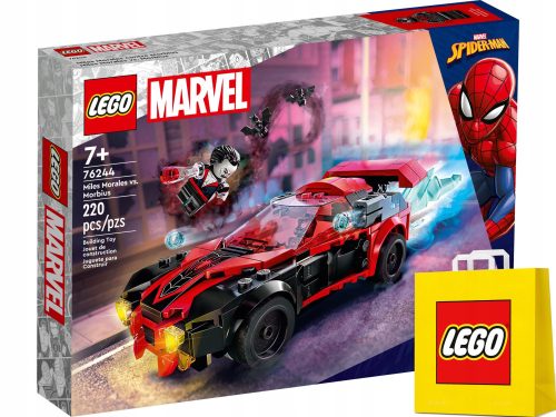 LEGO Super Heroes 76244 Miles Morales proti Morbiusu + VP LEGO papirnata vrečka srednje velikosti 41 cm x 34 cm x 11 cm DARILNA VREČKA