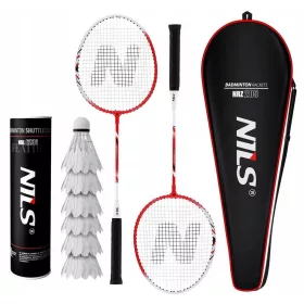Nils Badminton Set 2 loparjev + 6 pernatih loparjev