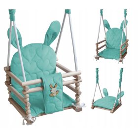   Drevesna gugalnica za otroke z varnostnim pasom zajček 32,5 x 23 x 25 cm