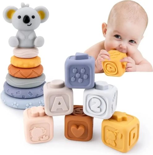 MEHKE GUME SENZORIČNE KOCKE STOLP IZOBRAŽEVALNA PIRAMIDA TEEDY BEARS