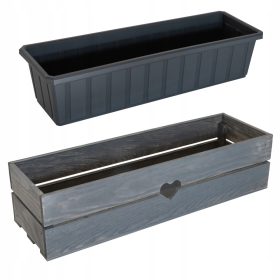 Drevesna balkonska škatla 62,5 x 19 cm z vzorcem srca
