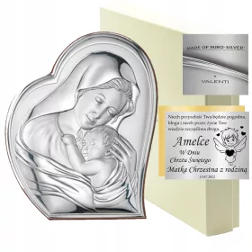    SREBRNA SLIKA MATERE BOŽJE ZA POROKO KRST GRAVIRANJE SPOMINKI IN OBHAJILO
