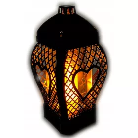 Lampion za sveče Glamour Srce Čipka Črna 29 cm