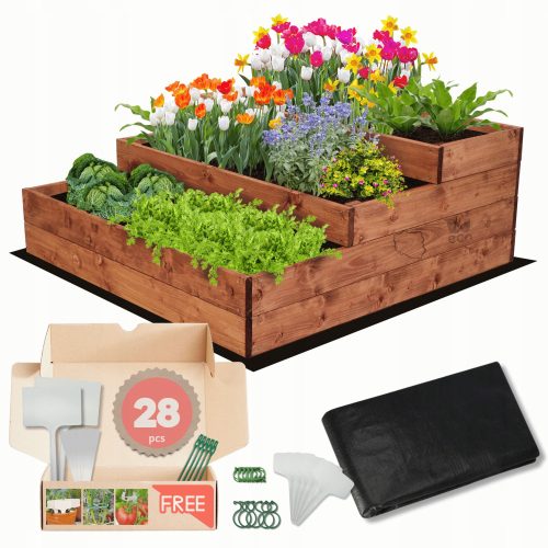 Mini vrt v lesu 93 cm x 90 cm - Impregnirana lesena visoka greda za zelenjavni vrt