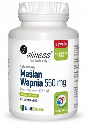 Maślan Wapnia ButiShield™ 550 mg: Brez Dodanega Natrija za Zdravo Prebavo