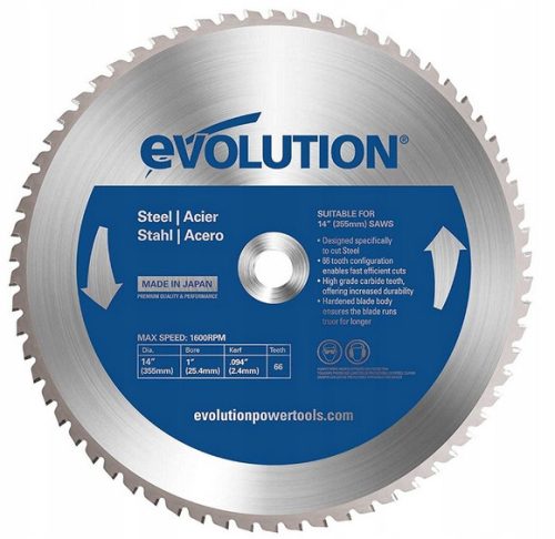  Rezalna plošča Evolution Steel 355 x 25,4 mm 66 zob