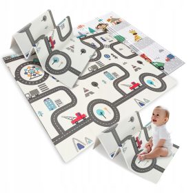   Happy Kiddo® Velika dvostranska zložljiva izobraževalna penasta podloga za otroke XPE 180x200 cm