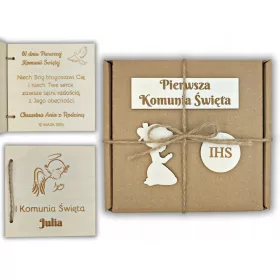    Škatla za spominke ob prvem svetem obhajilu + lesena voščilnica + personalizacija