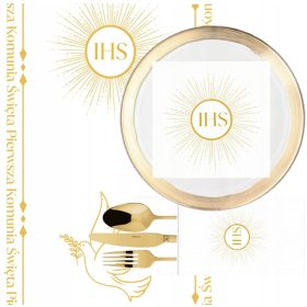 KOMPLET ZA OBHAJILO DEKORACIJE Z ZLATIMI GOLABI