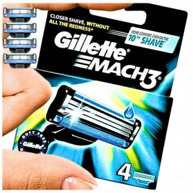 Vložki za brivnik Gillette Mach3, 4 kosi, srebrni