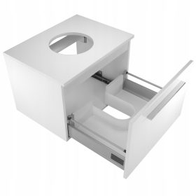   Moderna stenska kopalniška omarica s predalom pod umivalnikom brez montaže v beli barvi