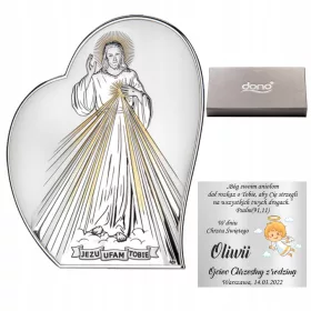    Srebrna slika Jezusa Kristusa kot spomin na krst, poroko in obhajilo