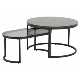 Round Coffee Table Set Actona Spiro 70 x 70 x 42 cm Black