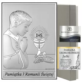    SVETO OBHAJILO SOUVENILE Srebrna slika za obhajilo z gravuro ZA FANTKA