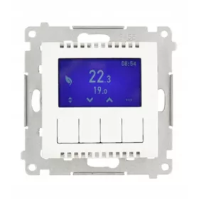   Regulator temperature SIMON 54 z LCD zaslonom (notranji senzor ali sonda) bel DETD1A.01/11