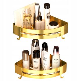 KOTNA POLICA ZA KOPALNICO, samolepilna, 2 kosa, zlata