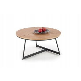   Okrogla klub miza Halmar Karida 80 x 80 x 41 cm črna, naravni hrast