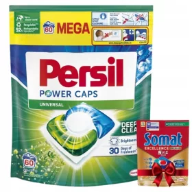   Persil Power Caps kapsule za pranje perila 60 kos + tablica Excellence 5 v 1 gratis