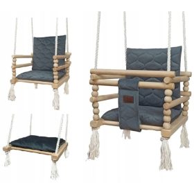 Lesena gugalnica za otroke Velvet Cushion 3v1