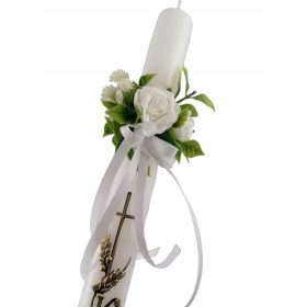   Okrasek za svečo za prvo sveto obhajilo. Dekorativni dodatek za prvo obhajilo. Okrasek za svečo za posebno priložnost. Profesionalno izdelan okrasek za svečo, ki bo polepšal vašo svečo za prvo sveto o