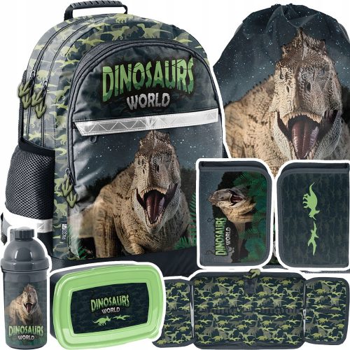 PLEČNIK ZA ŠOLSKO DEKLE Z DINOSAVROM DINO ROAR + 4 DODATKI