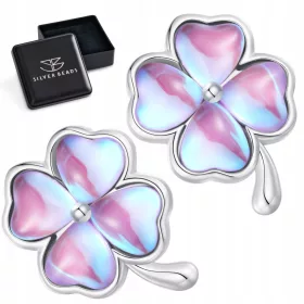    K486 Uhani v obliki štiriperesne deteljice z rožnatimi mavričnimi kristali