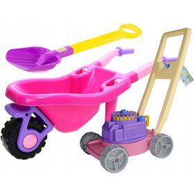   Garden Play Set Wader Polesie + Hemar Wheelbarrow + Pink Mower with Sound