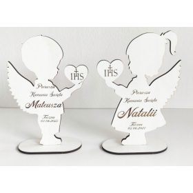 Angel z imenom za obhajilo, spominek in krst 25 cm gravura