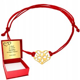 Zlata zapestnica 585 Heart Heart vrvica 14K GOLD Graviranje