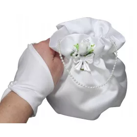 Komplet za prvo obhajilo: Rokavice in torba s perlami