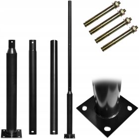   Okrogli svetilni steber za solarne ulične svetilke, premer 75 mm, 280 cm, črn