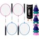 Komplet loparjev za badminton Nils NRZ001 Steel + NBL6213 Lotki