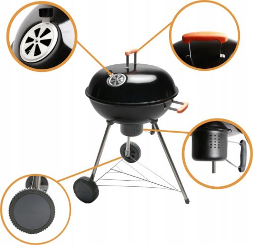  XXL ŽAR na oglje s ponevjo za pepel na kolesih BBQ Natural 57 cm