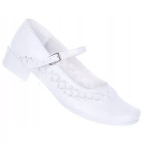   Elegantni čevlji za prvo obhajilo BucikShop, visoka peta, bela, vzorec 37