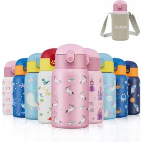   Autsel izolirana otroška steklenica s slamico 500 ml roza samorog