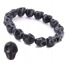    Zapestnica s kamnito lobanjo kot darilo, naravna, uniseks, unikatna