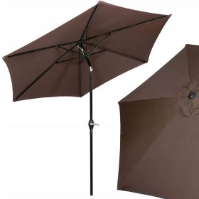   Garden Umbrella Springos® Classic, Brown, Strong, 260 cm, with Crank, Waterproof Material, Ventilation, Adjustable Tilt