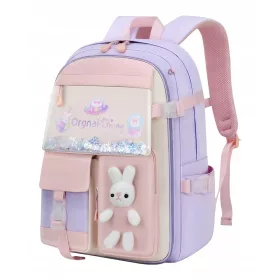   Otroški šolski nahrbtnik s 3D dekoracijo zajček in številnimi predelki
