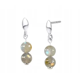    Naravni uhani LABRADOR, kroglice iz labradorita, 6 mm, viseči srebrni čep